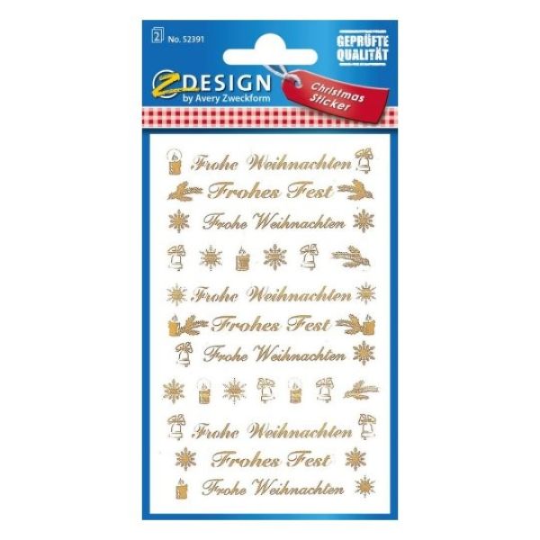 Z-DESIGN Folie transp./gold 76x120mm 52391 Frohe Weihnachten 2 Stück