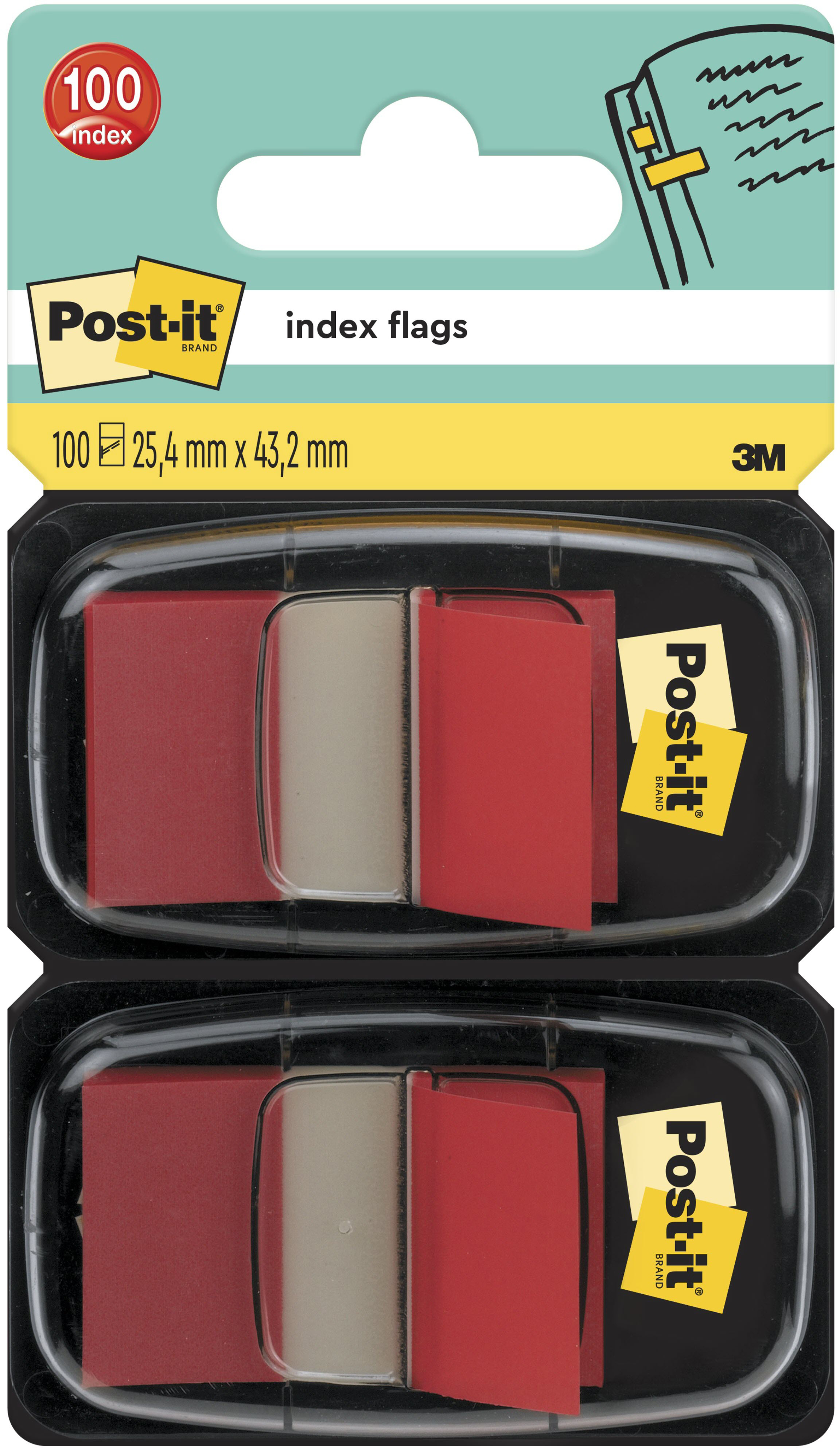 POST-IT Index 2er Set 25,4x43,2mm 680-R2 rot 2x50 Stück