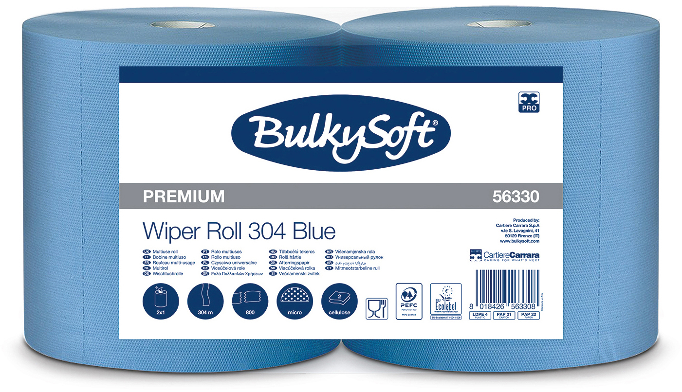 BULKYSOFT Putztuchrolle 3-lagig 26x38cm 26262 blau 2 Rollen