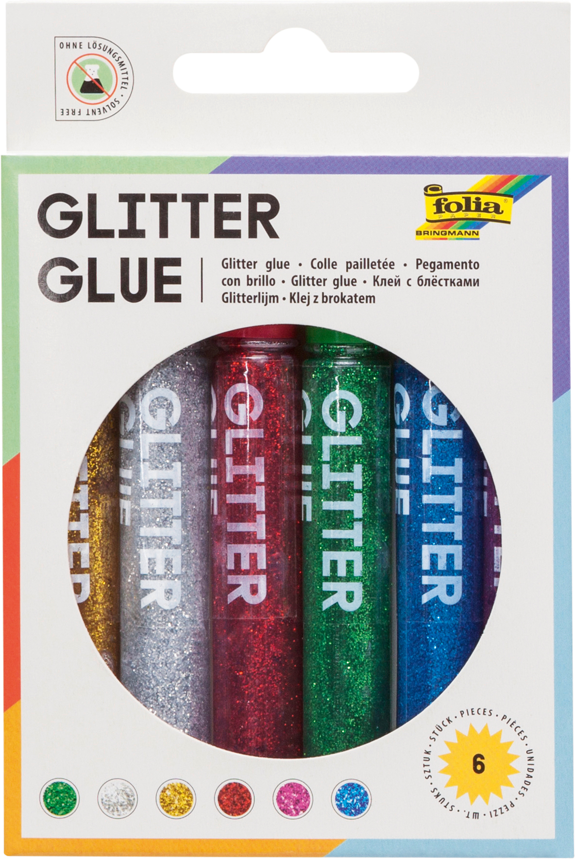 FOLIA Glitter Glue 570 6 Stück