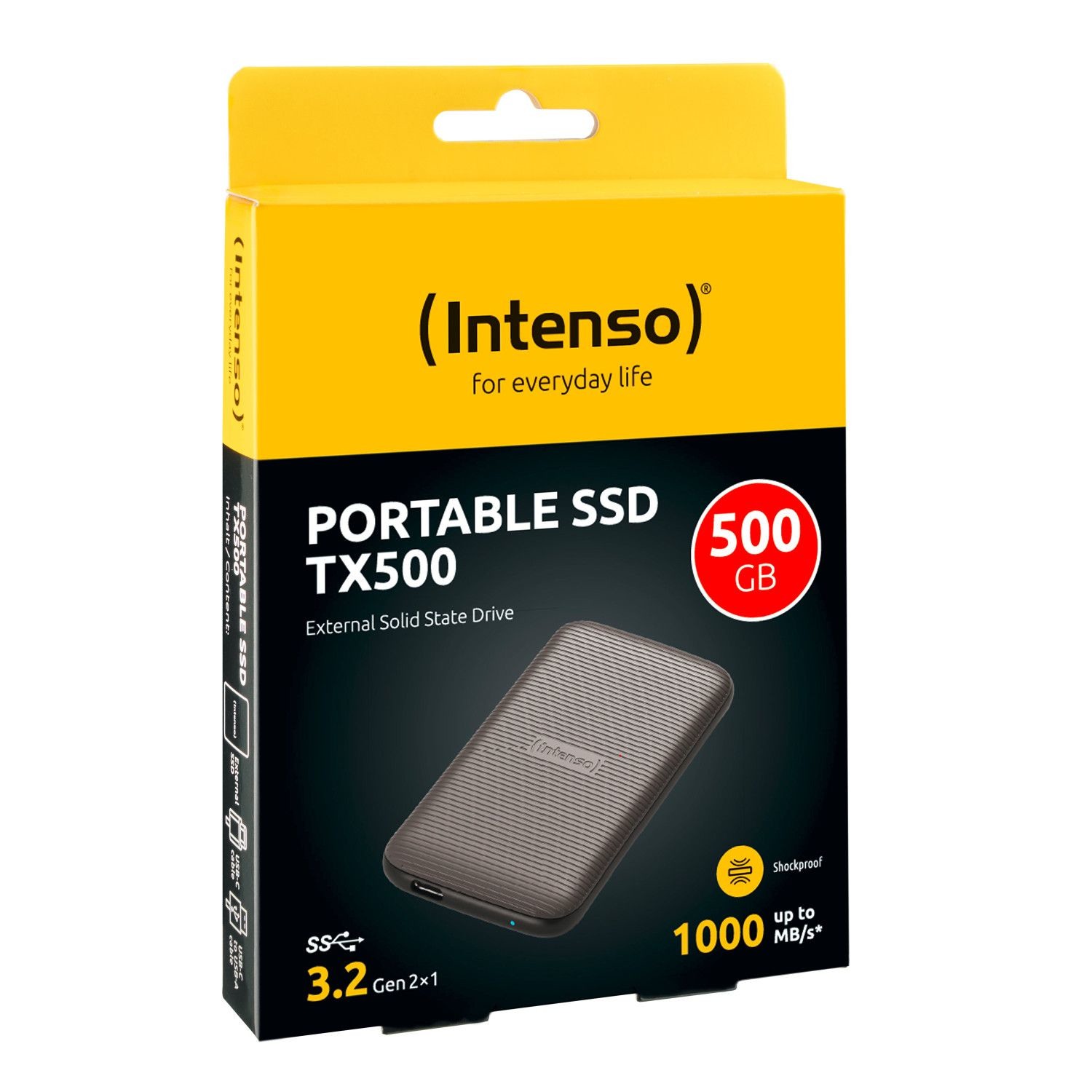 INTENSO External SSD TX500 500GB 3827450 USB 3.2 + Cable 1.8 inch