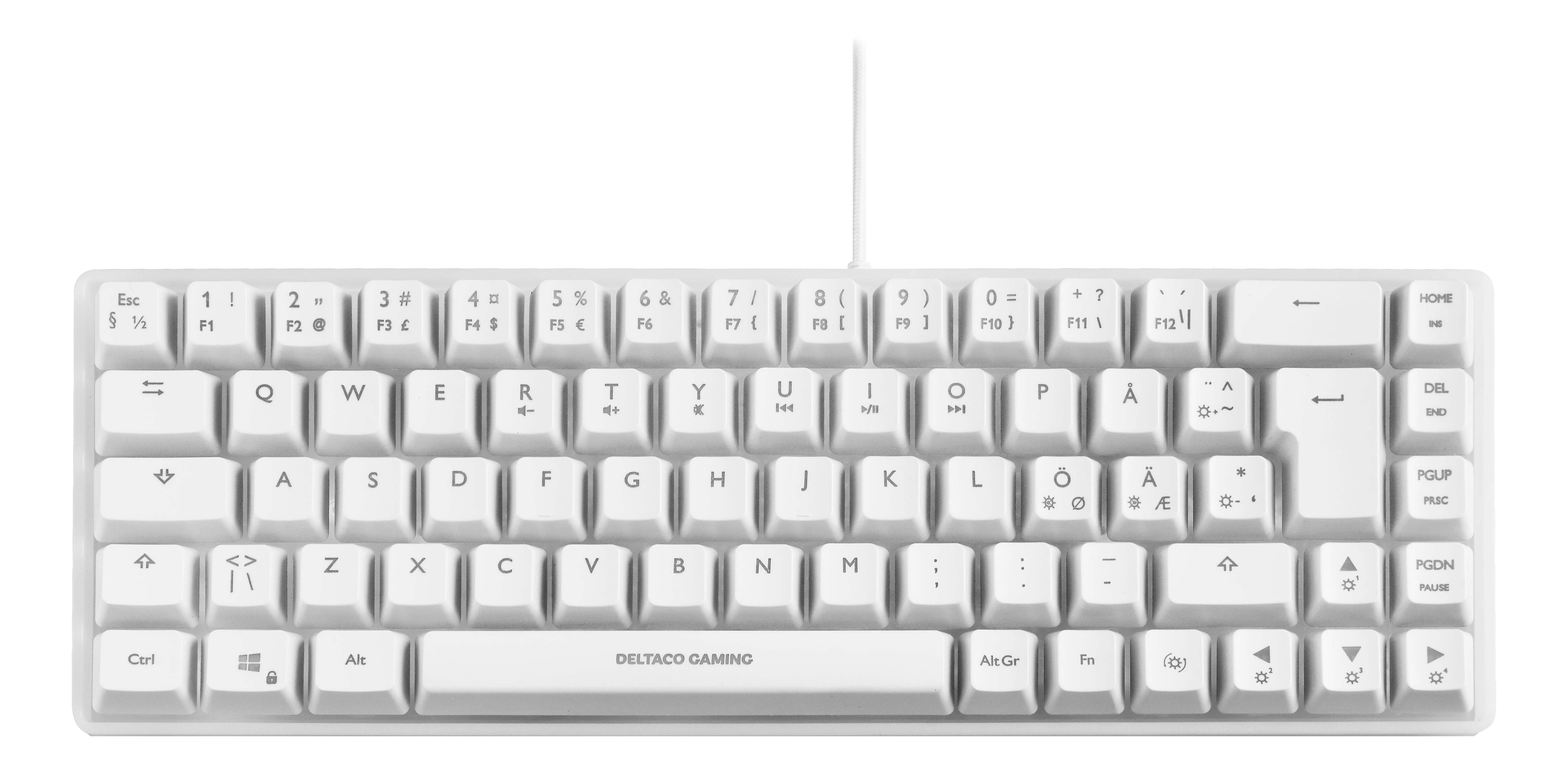 DELTACO TKL Gaming Keyboard membrane GAM-158-W RGB CH-Layout, White
