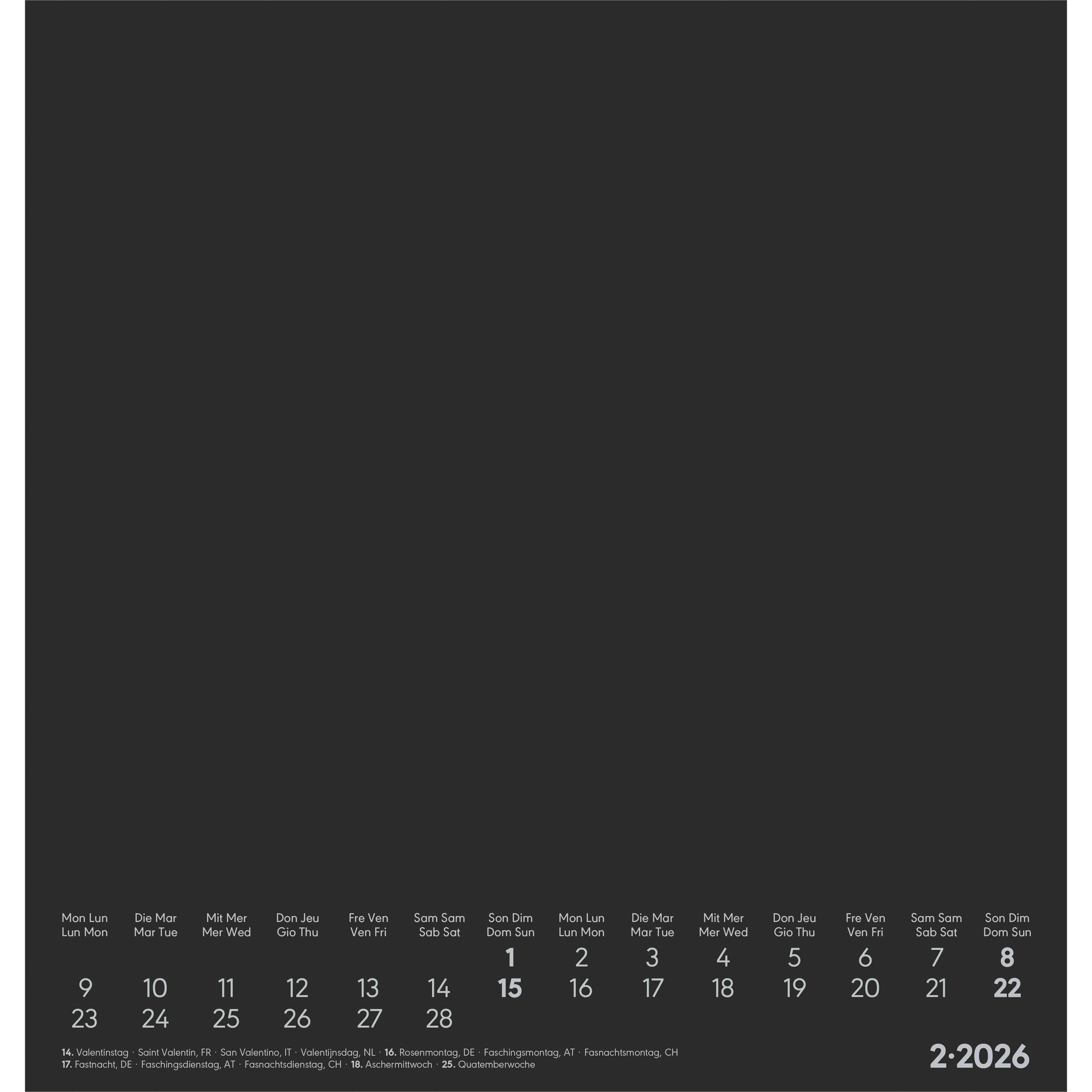 ALPHA EDITION Bastelkalender 2026 160646 schwarz 21x22cm