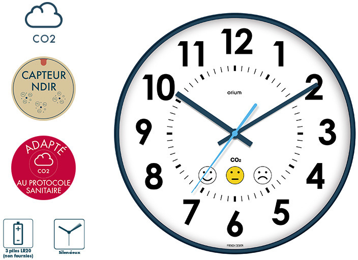 CEP Wanduhr 35cm 2113440141 weiss, mit CO2-Sensor