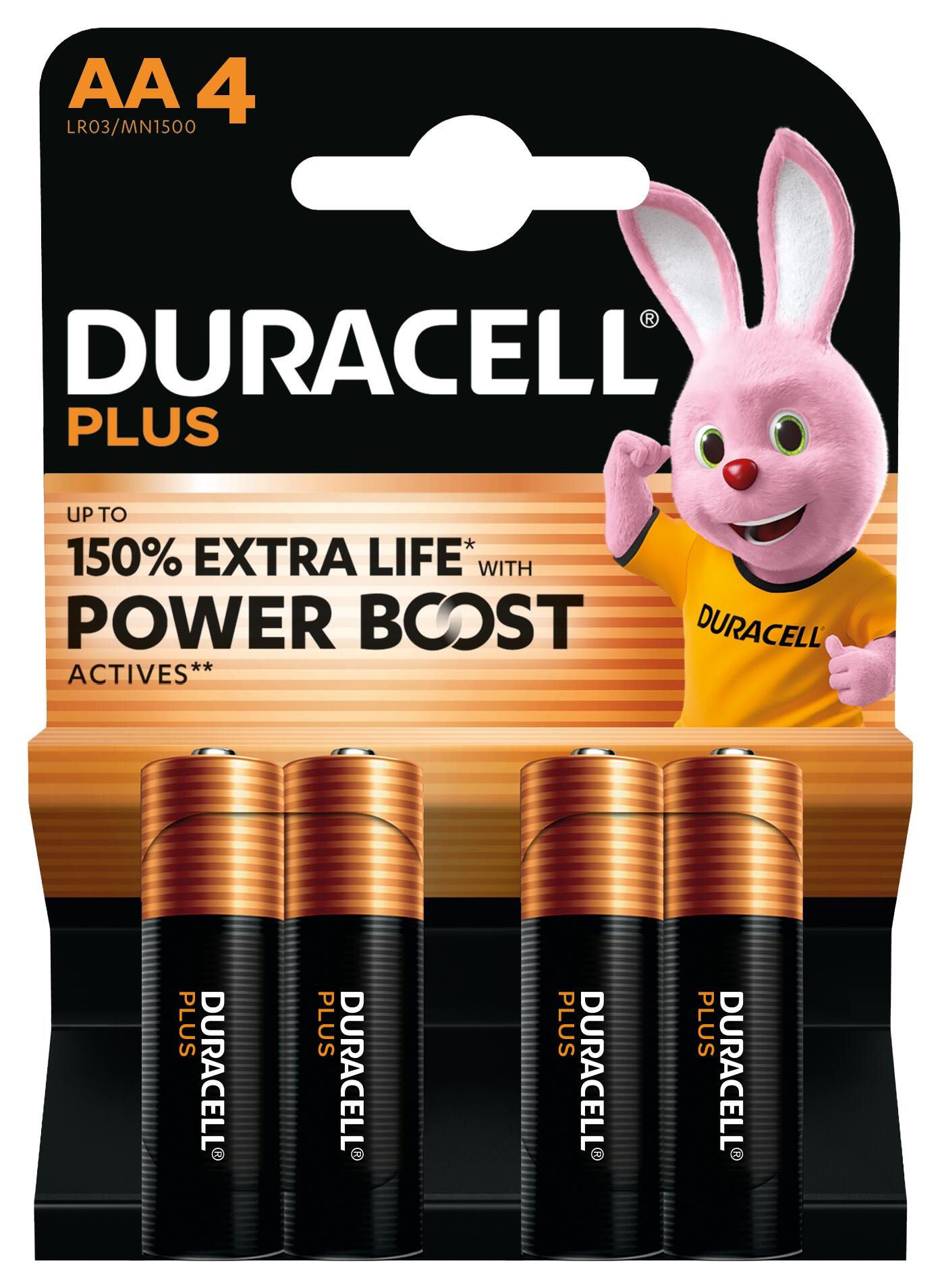 DURACELL Batterie Plus MN1500 4-176027 AA, LR6 4 Stk.