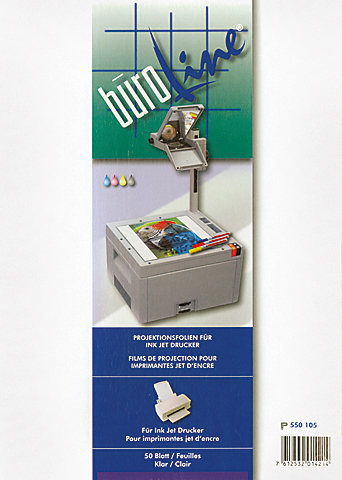 BÜROLINE Projektionsfolie OHP A4 550105 für Inkjet Drucker 100 Blatt