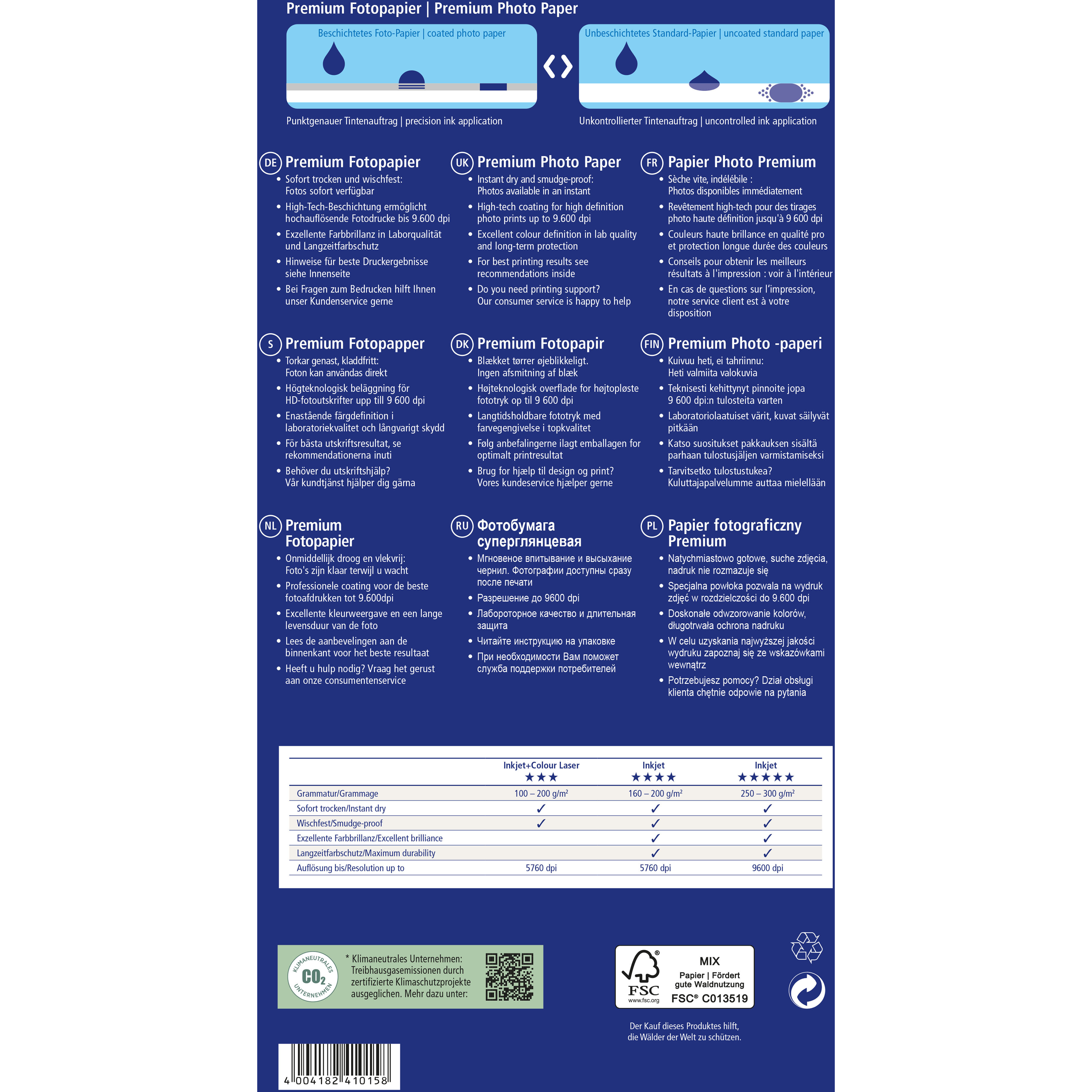 AVERY ZWECKFORM Superior InkJet Photo Paper A4 2556-20 250g 20 Blatt