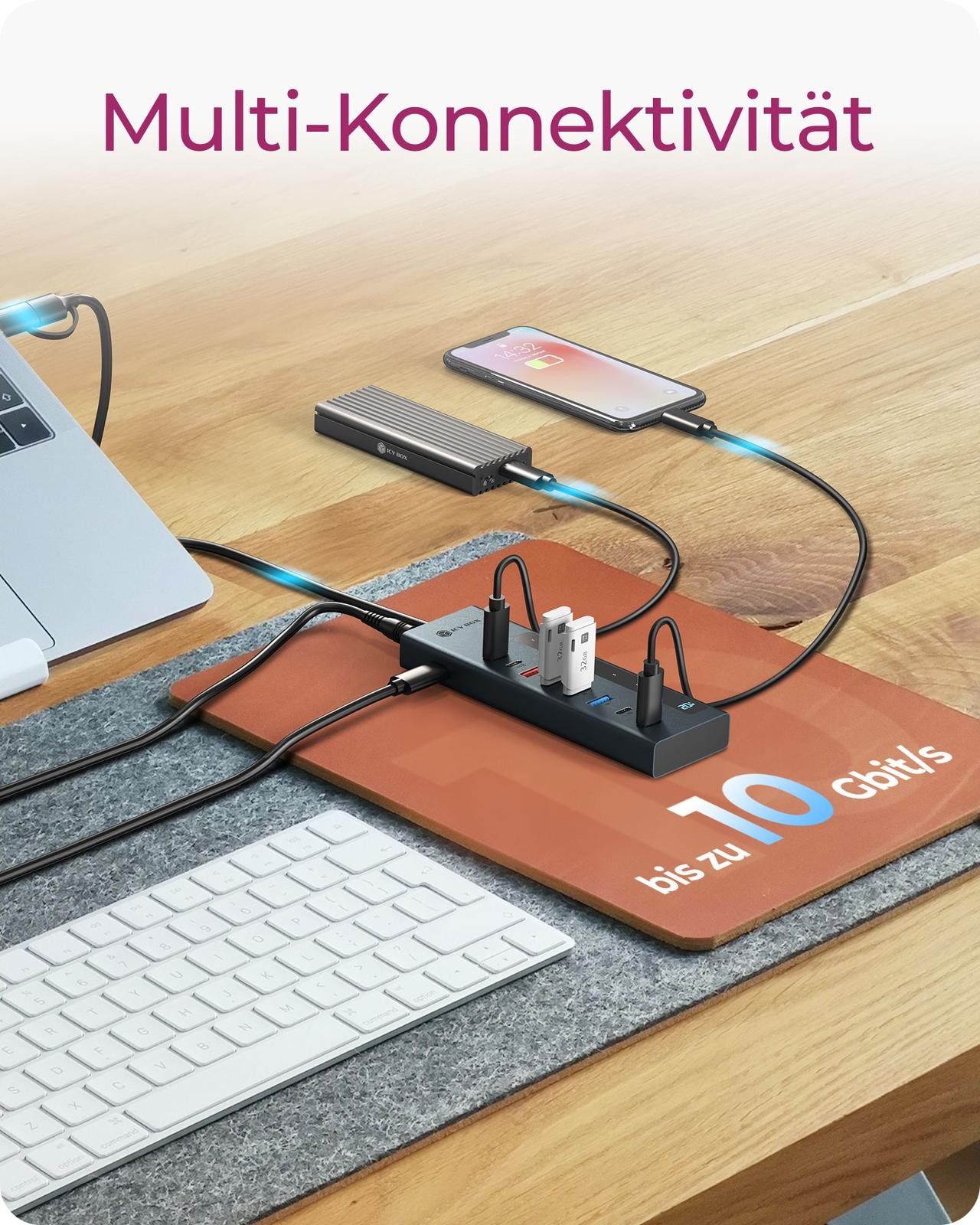 ICY BOX 9-in-1 USB-C/A Hub with PD IB-HUB1743-CPD 4x USB-C & 3x USB-A