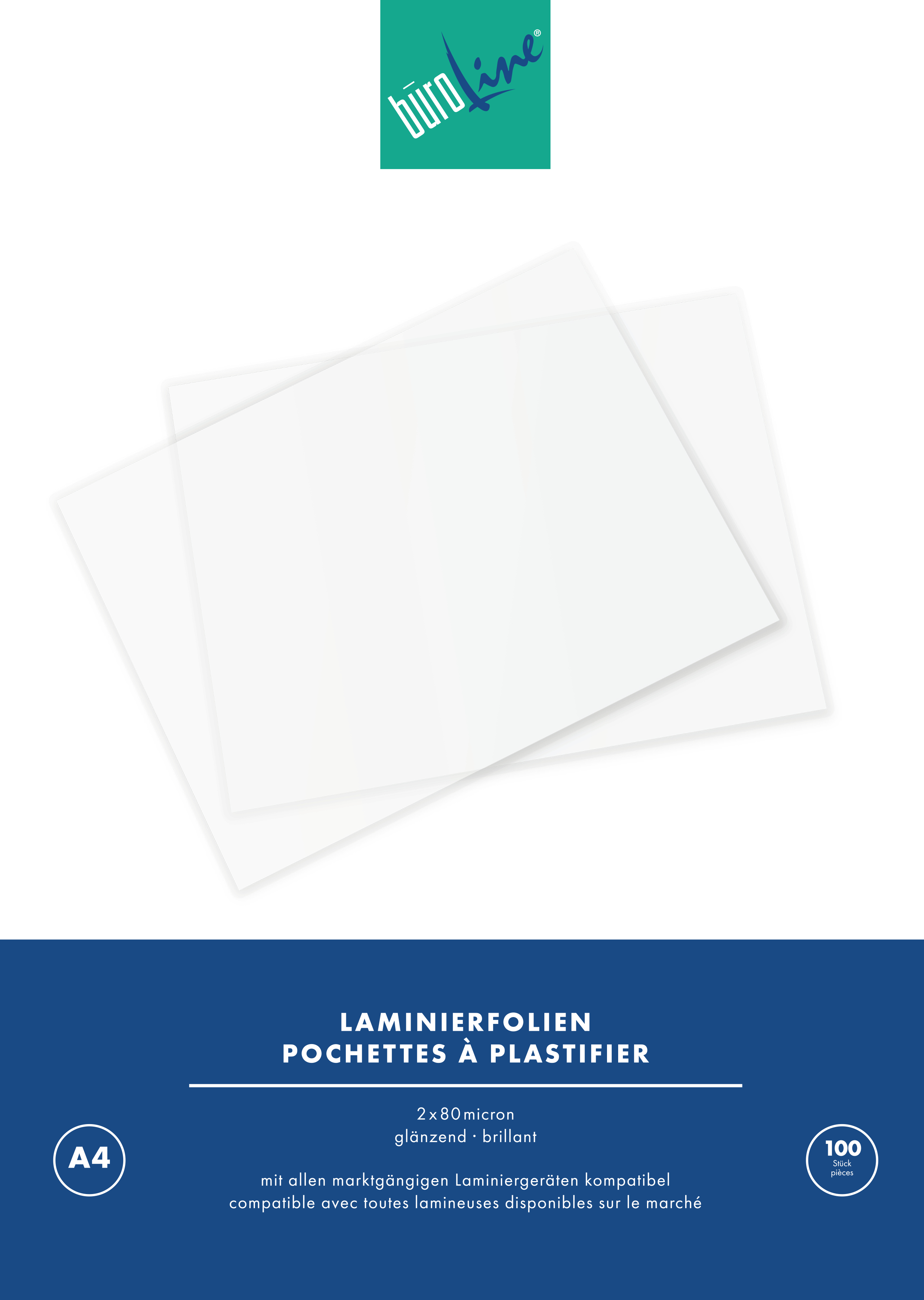 BÜROLINE Laminiertasche A4 47150000 glanz, 80my 100 Stück