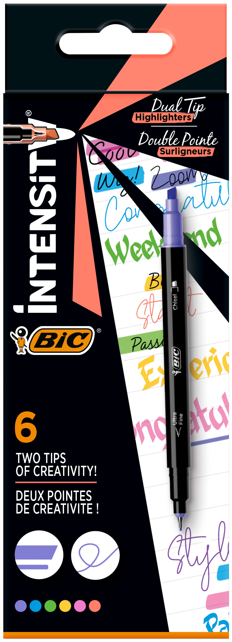 BIC Dual Textmarker Dualtip 503828 Highlighter 6 Stück