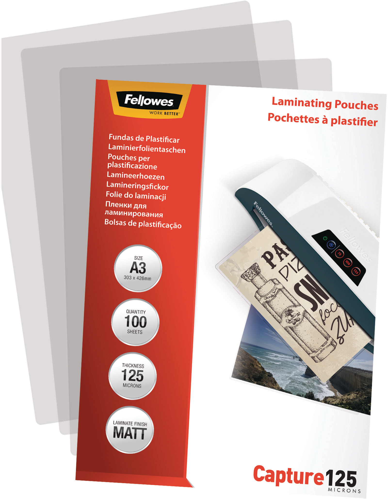 FELLOWES Laminierfolien Capture125g A3 5328601 matt 100 Stück