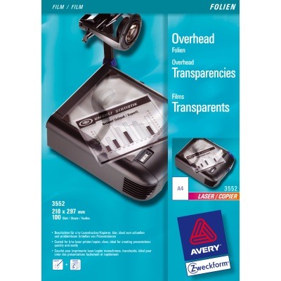 AVERY ZWECKFORM Overhead-Folie A4 3552 0,10mm Laser 100 Blatt