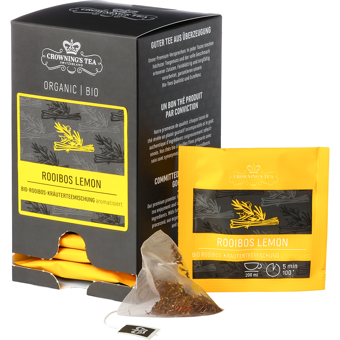 CROWNING'S Bio Rooibos Lemon 105552 Pyramide 2g, 15 Stk.