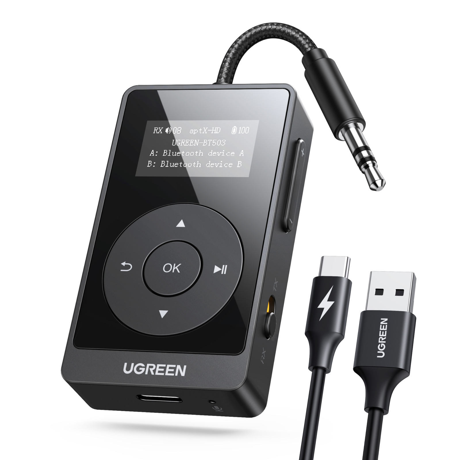 UGREEN Bluetooth Audio Adapter 45492 USB C, 3.5 mm, Black