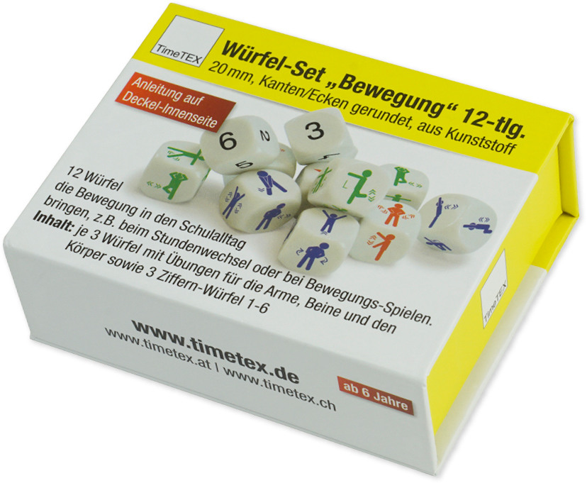 TIMETEX Würfel-Set Bewegung 92604 20mm 12-teilig