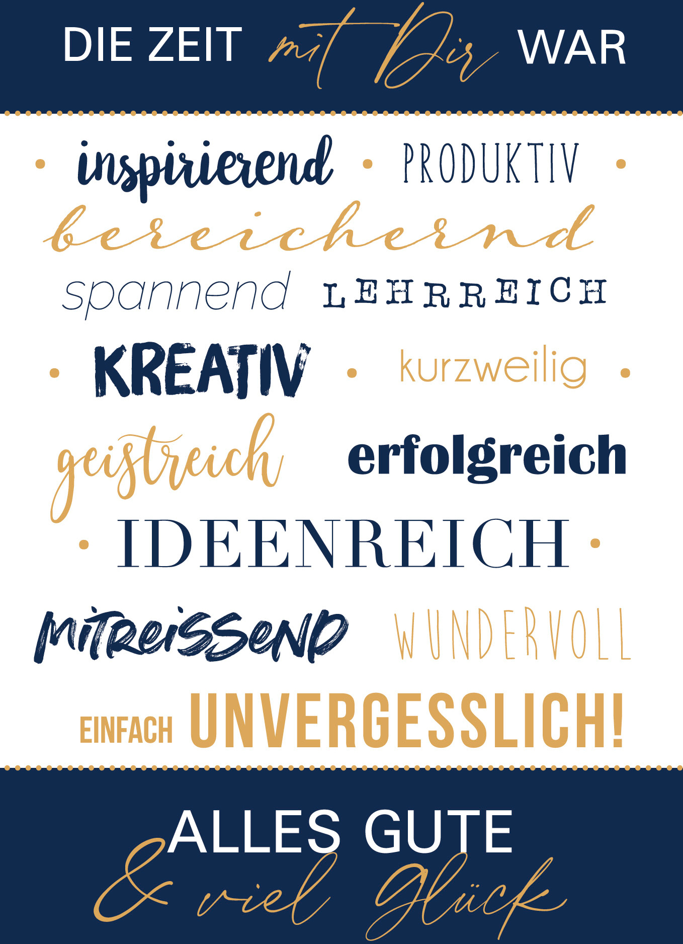 ABC Abschiedskarte DE B6 52297 Die Zeit mit Dir war