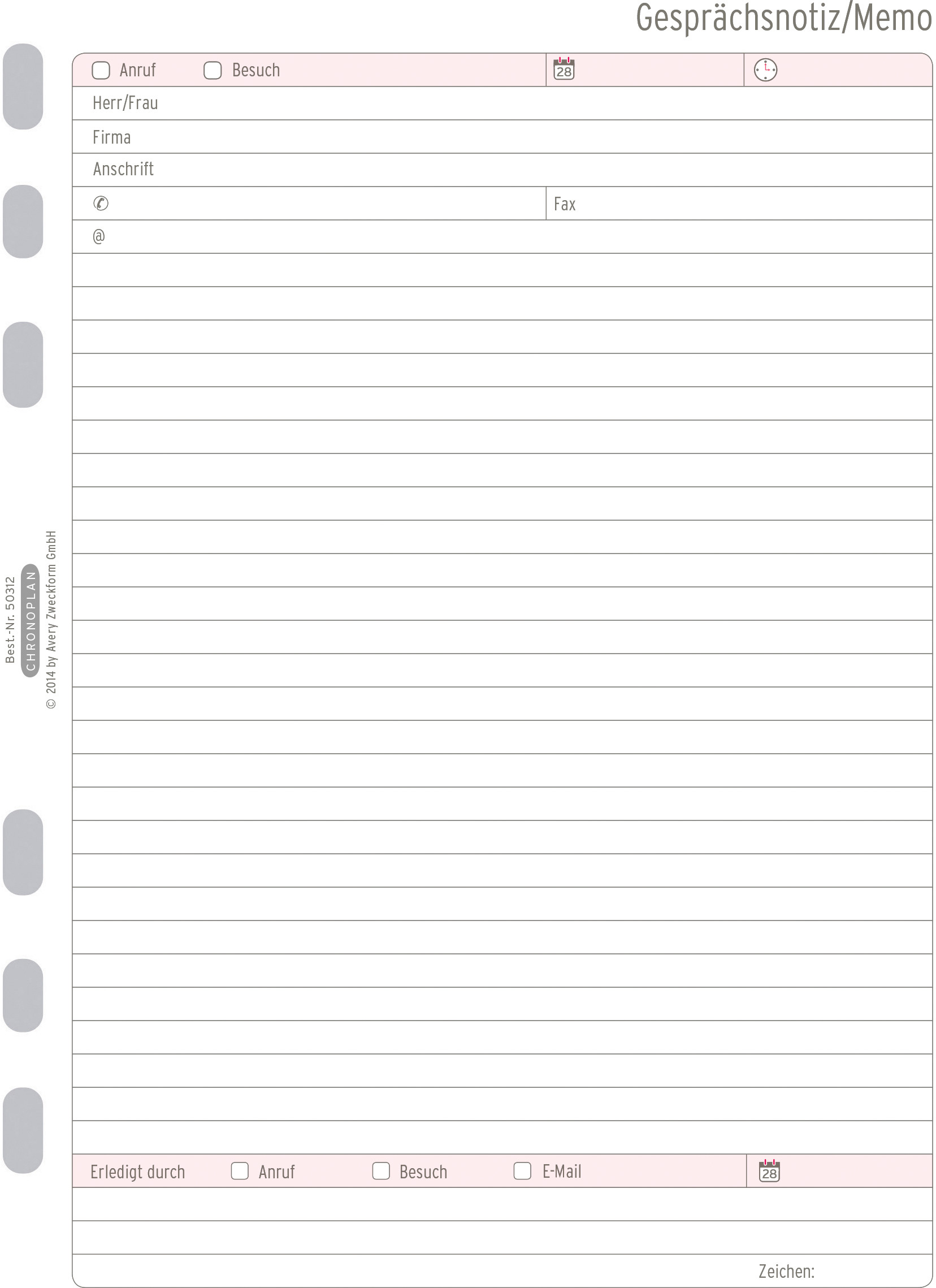 CHRONOPLAN Gesprächsnotizen 50312Z.26 40 Blatt A5