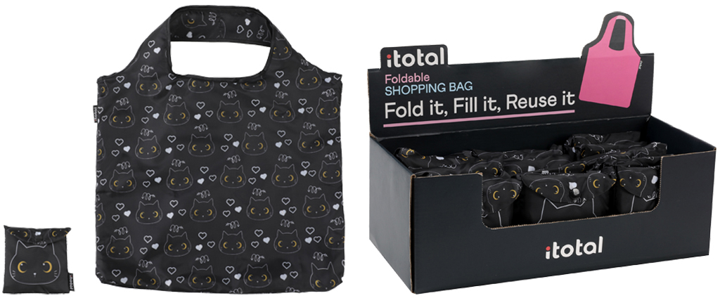 I-TOTAL Shopping bag 57x42cm XL2661 Cats Black