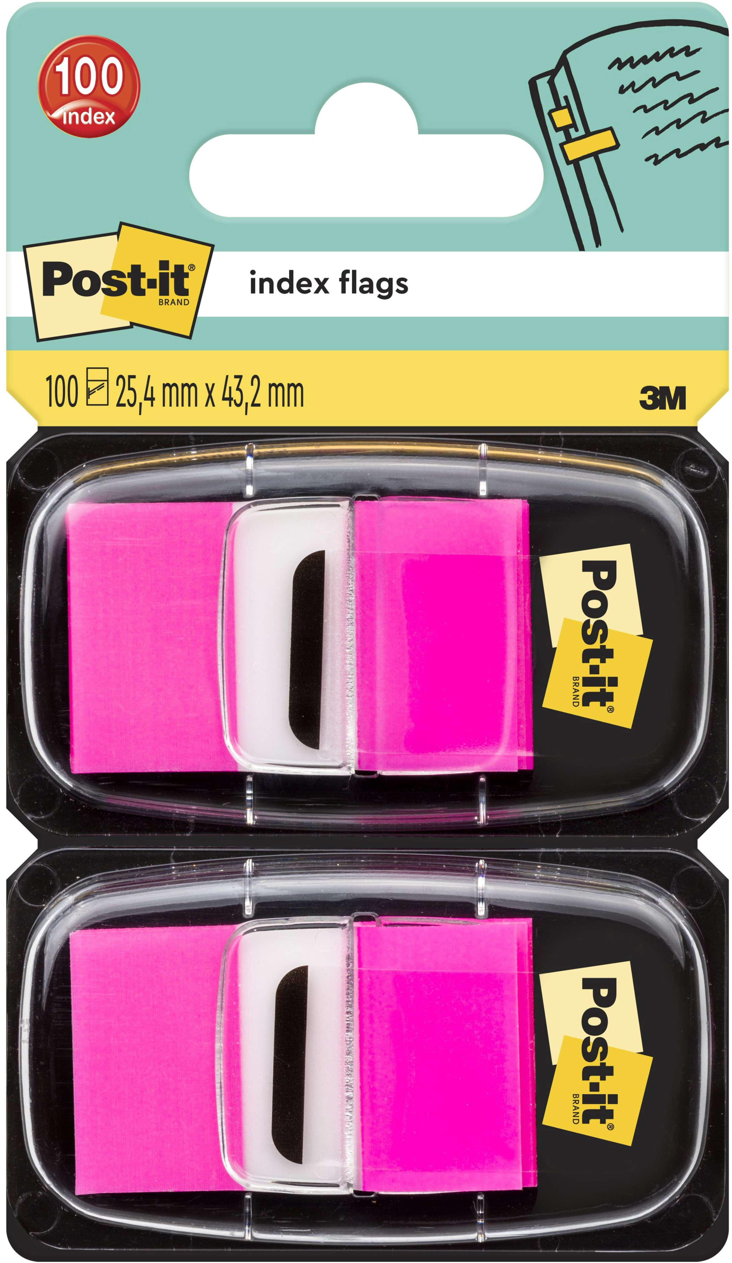 POST-IT Index 2er Set 25,4x43,2mm 680-BP2 neon pink 2x50 Stück