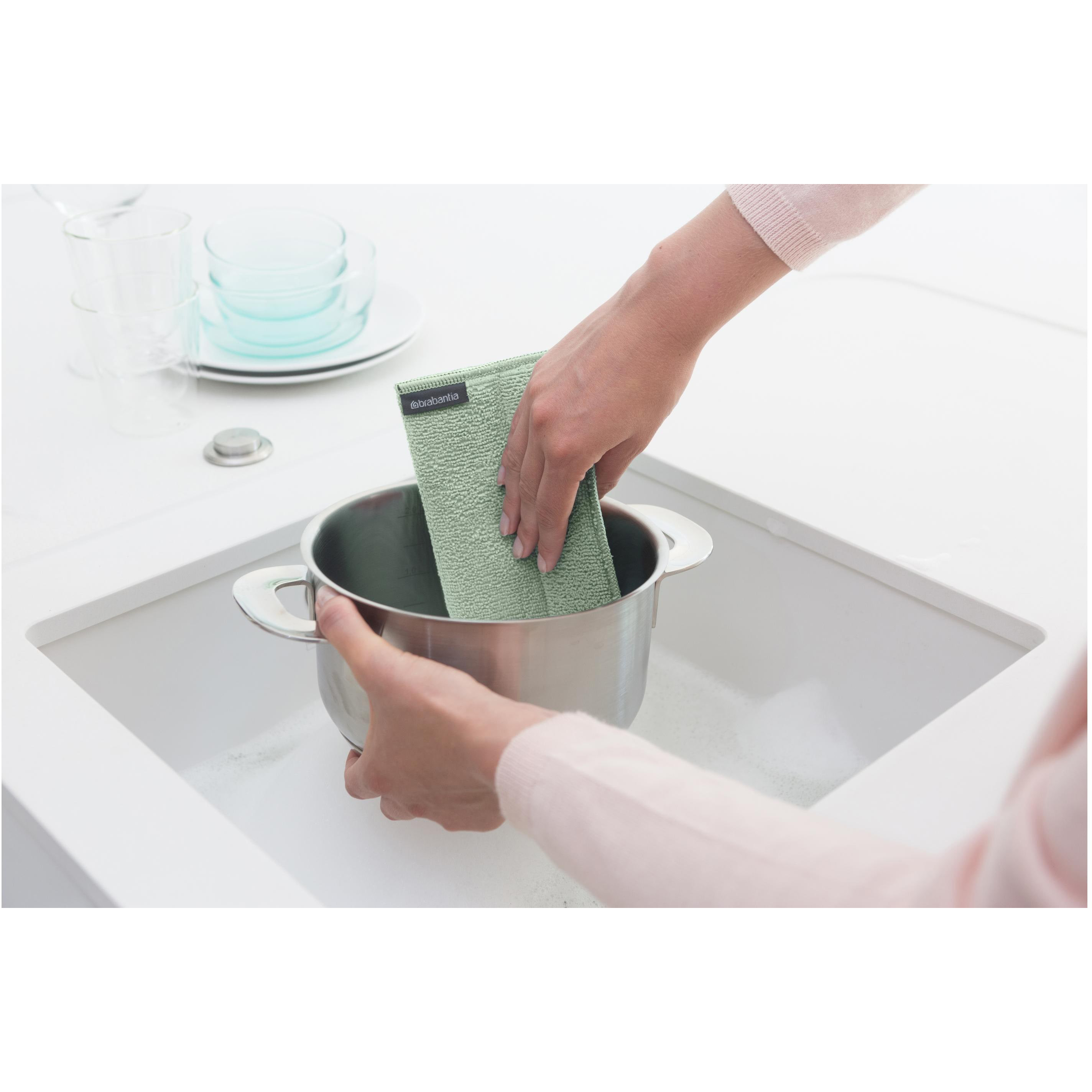 BRABANTIA Mikrofaser-Reinigungstuch 215827 Grau/Hellgrün/Weiss 3 Stück