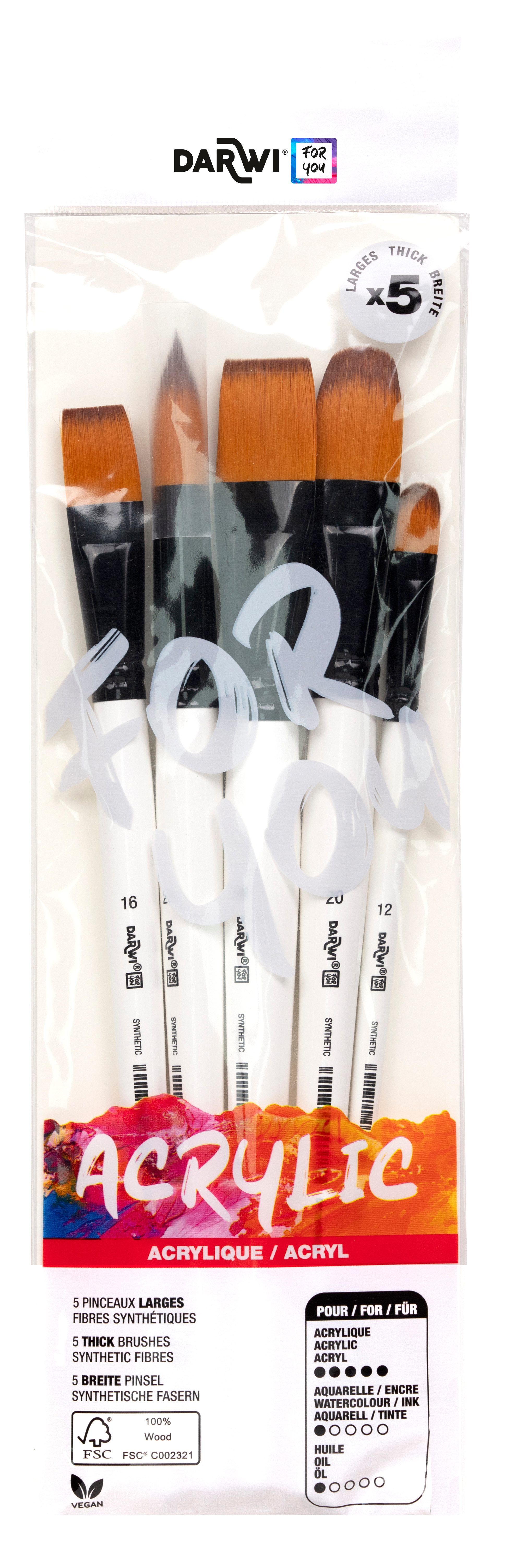 DARWI Pinsel Set Breit DF1905150K03C Synthetik 5 Stück