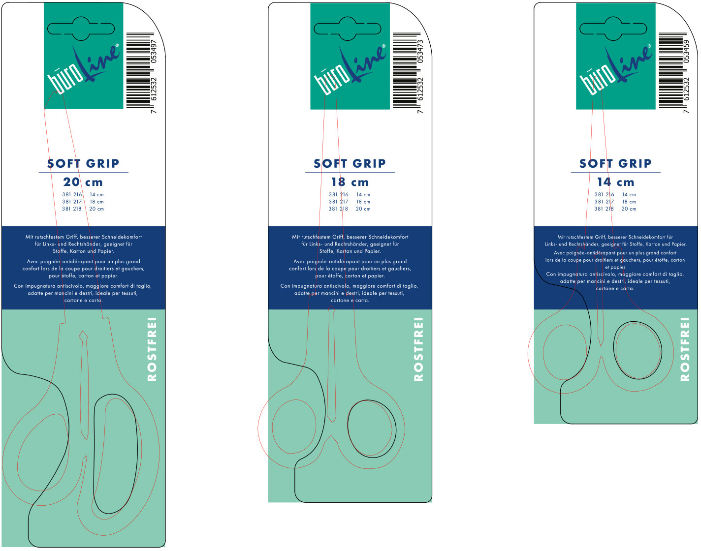 BÜROLINE Schere SoftGrip 18cm E-30271 ECO rostfrei