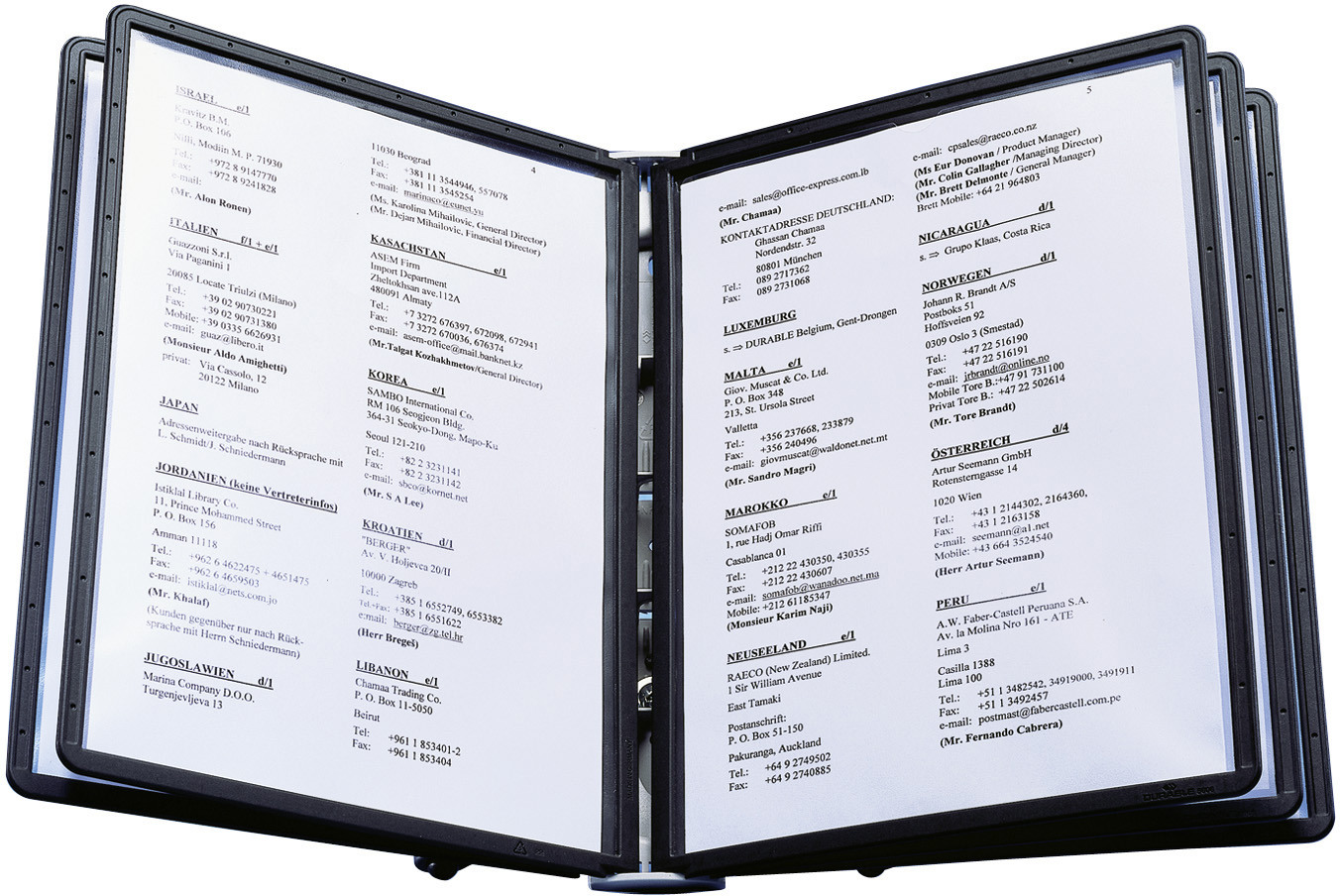 DURABLE Sichttafelsystem SHERPA Soho 554001 schwarz mit 5 Sichttafeln A4