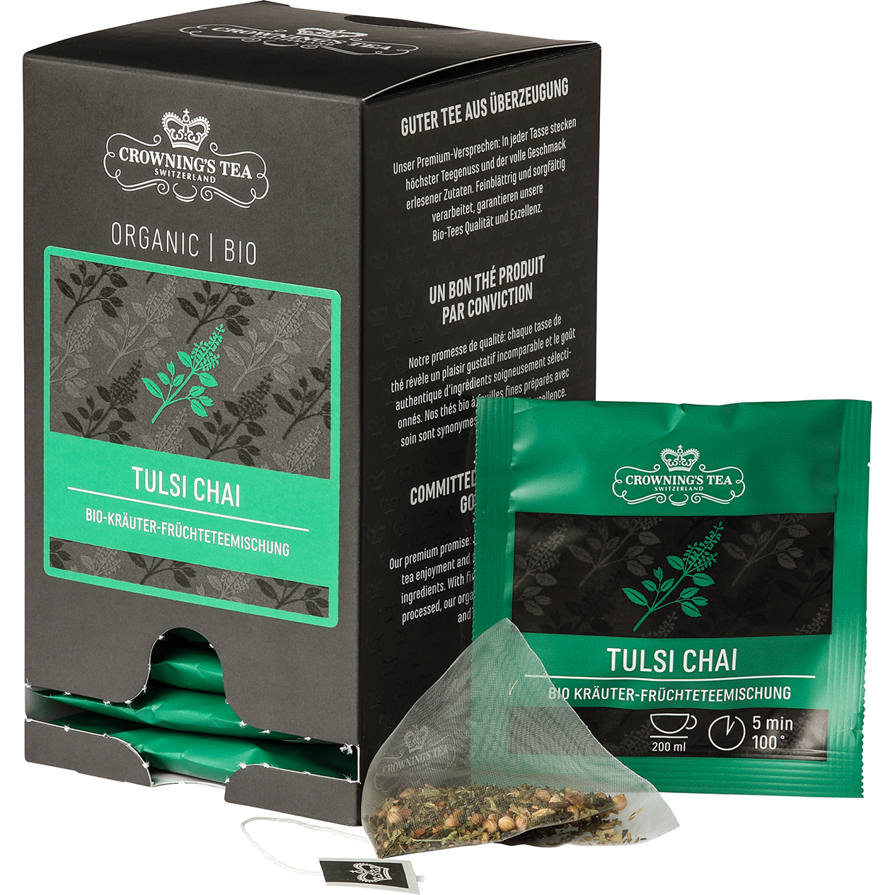CROWNING'S Bio Tulsi Chai 105554 Pyramide 2g, 15 Stk.
