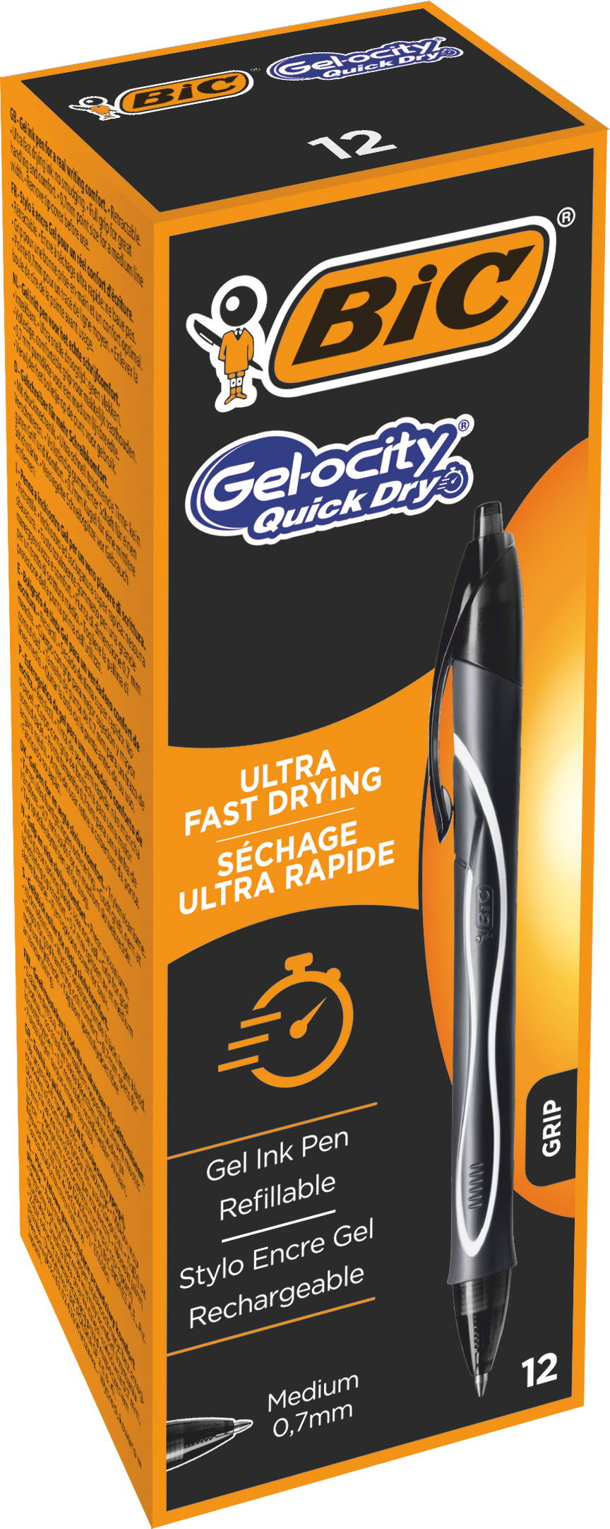 BIC Gel-ocity Quick Dry 0.7mm 949873 schwarz, 12 Stück