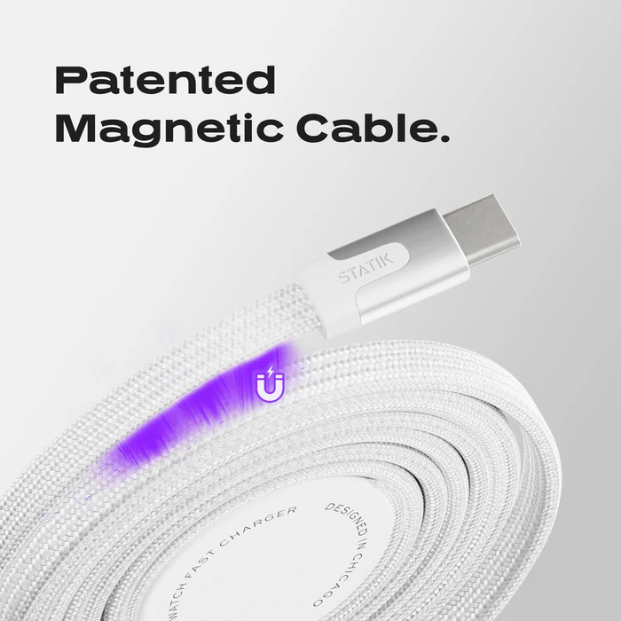 STATIK MagStack Duo Charger PUP-0497-3FT-CC-WHT Apple Watch+USB-C Cable
