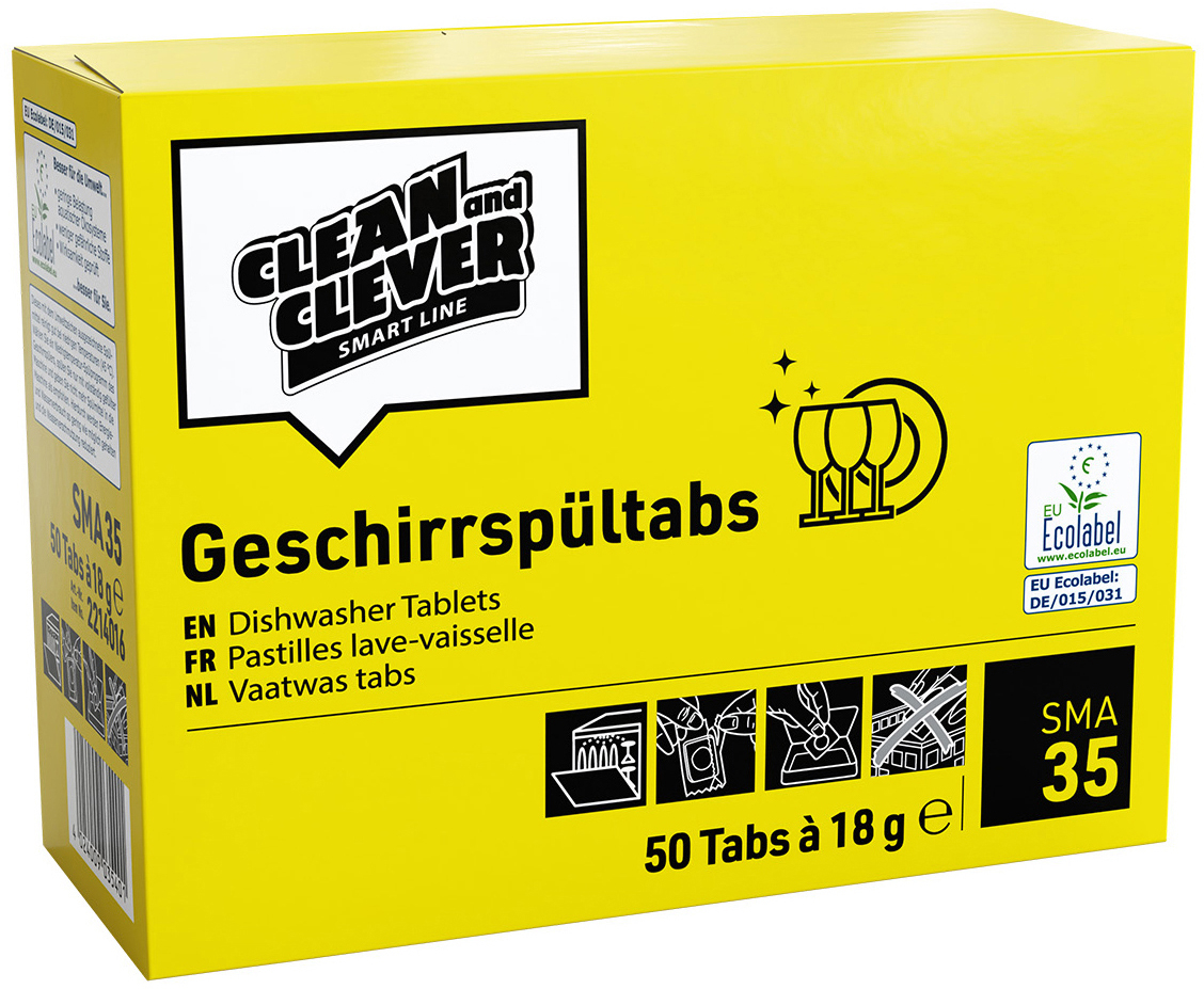 CLEAN AND CLEVER Geschirrspültabs SMA35 39795 50 Tabs à 18g