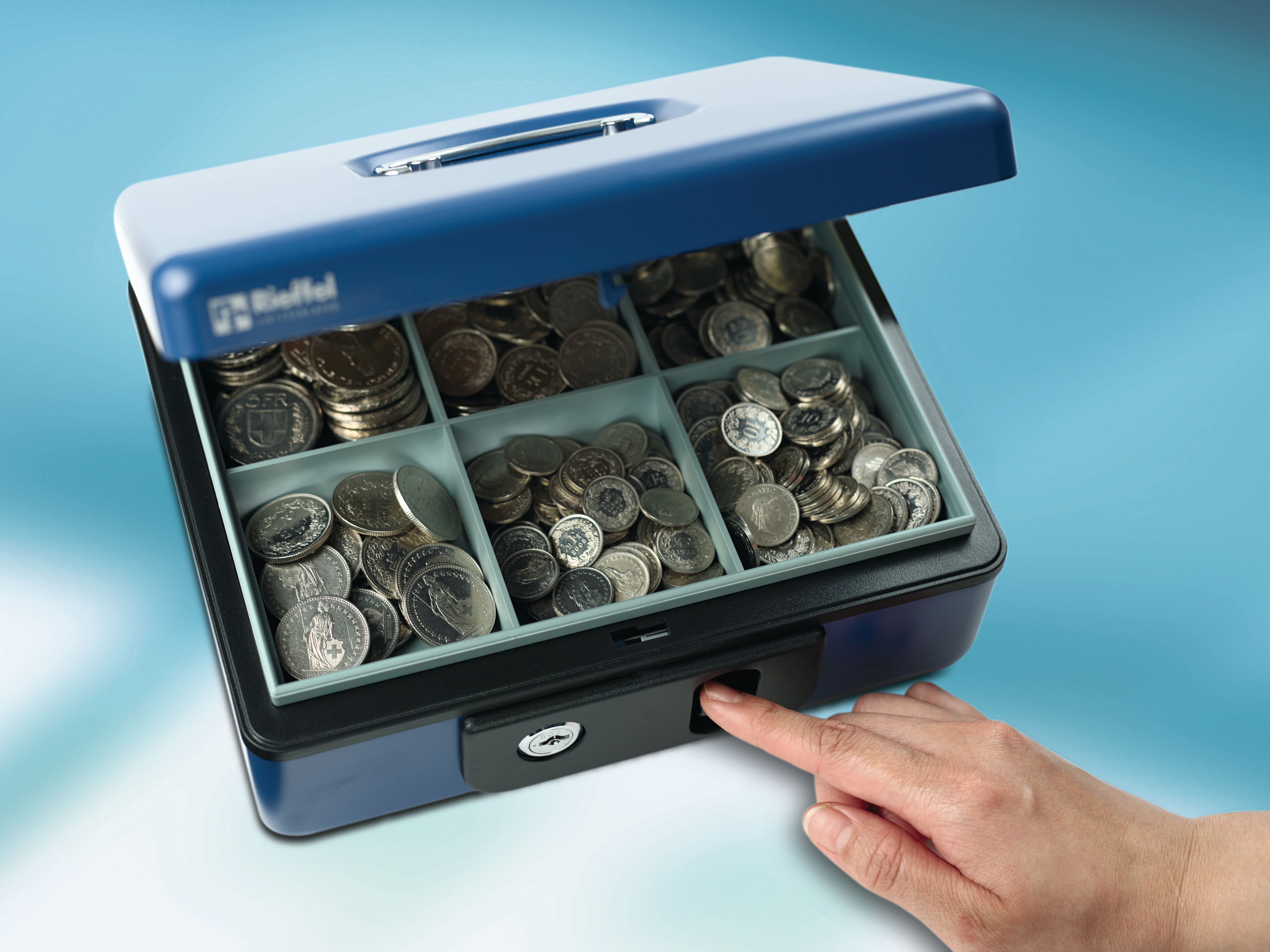 RIEFFEL SWITZERLAND Geldkassette DeLuxe 3 DELUXE 3 BLAU 23x18,5x8cm blau