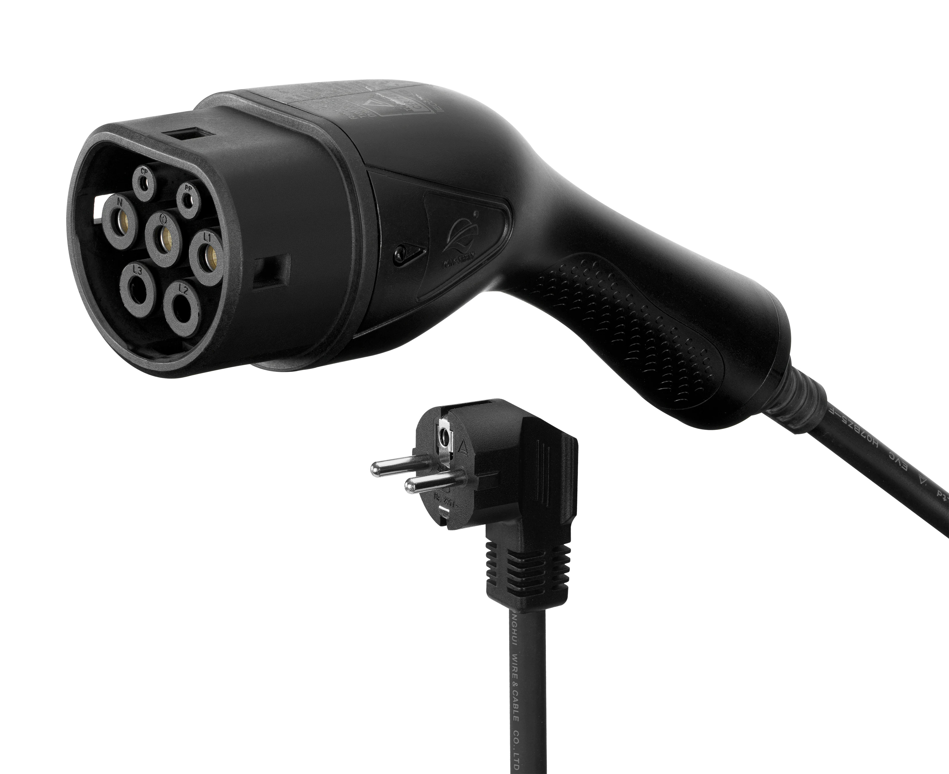 DELTACO e-Charge cable Schuko,Type 2 EV-1233 6-16A, 3.5 kW, 5.5m, Black