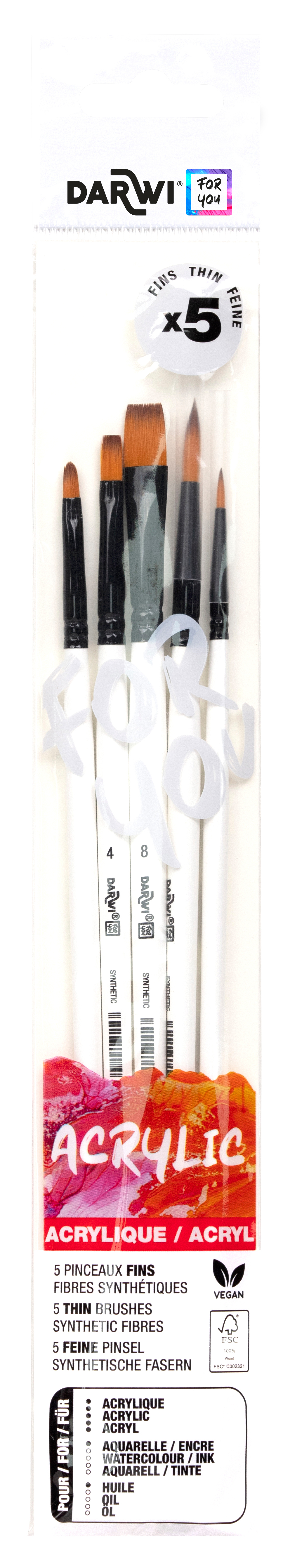 DARWI Pinsel Set Fein DF1905150K01C Synthetik 5 Stück