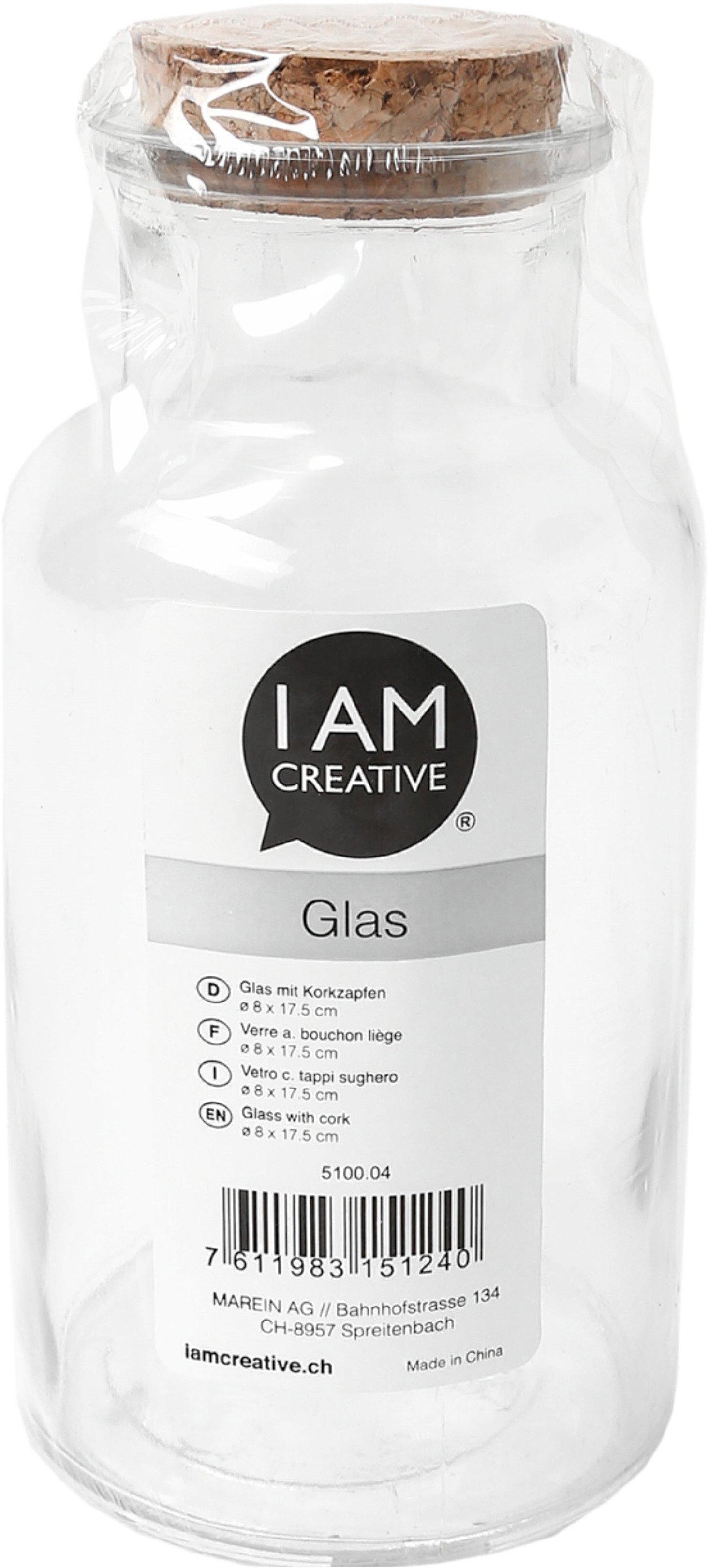 I AM CREATIVE Glas 17.5cm 5100.04 mit Korkzapfen