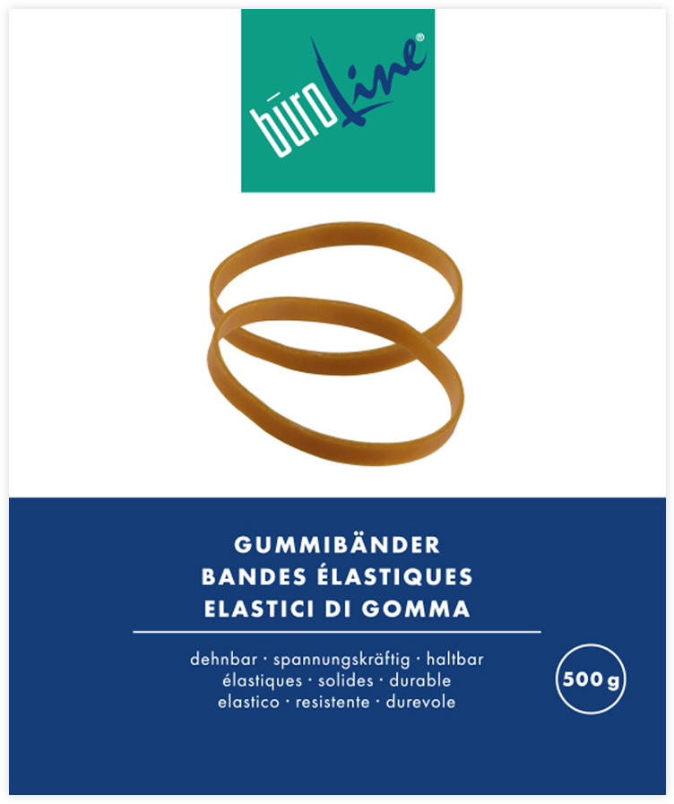 BÜROLINE Gummibänder 90x3mm 155433 braun, ø 60mm 500g